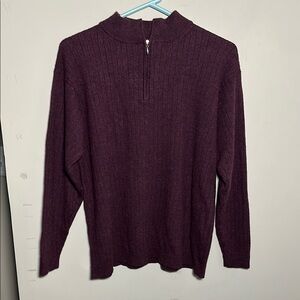 Irvine Park wool Burgundy colorful quarter zip ribbed Sweater